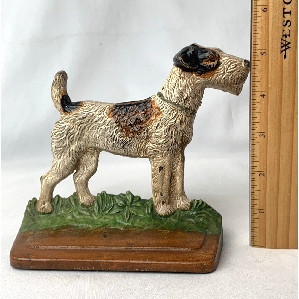 Hubley Cast Iron Airedale Fox Terrier Dog Bookend Doorstop #294 Vintage Fine - Picture 2 of 16